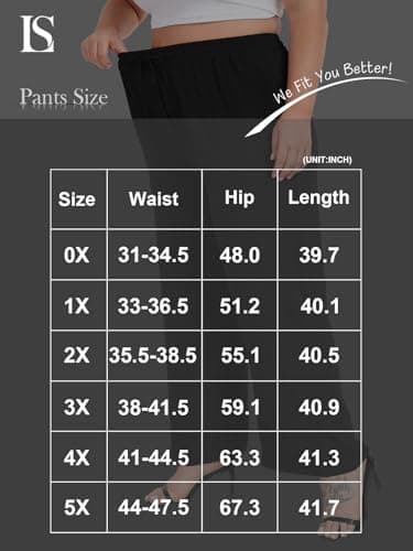 Lastshe Women's Plus Size Wide Leg Pants Summer Stretchy Drawstring Waistband Comfortable Fit Casual Trousers Pants with Pockets,Black,2X - Image 6