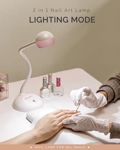 MelodySusie 2 in 1 Professional Nail Desk Lamp and Flash Cure UV Nail Lamp for Nail Art Fill Light&Curing,Cordless Gooseneck UV Light for Gel x Nails with 2 Timers, Rechargeable, Salon Use - Image 3