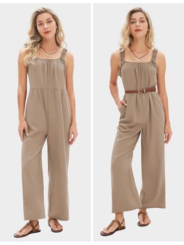 EXLURA Women's Summer Casual Dressy Jumpsuits Loose Overalls One Piece Sleeveless Wide Leg Pant Rompers with Pockets 2025 - Image 3