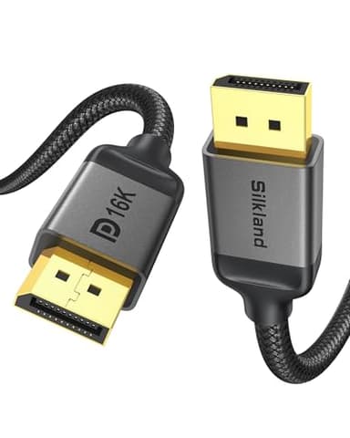 Silkland DisplayPort 2.1 Cable, DP 2.1 Cable 10FT [16K@30Hz, 10K@60Hz, 8K@120Hz, 4K@240Hz 165Hz 144Hz] 40Gbps HDR10 HDCP DSC 1.2a, Video Display Port 2.1 Cord Compatible FreeSync G-Sync Gaming Monitor - Image 1