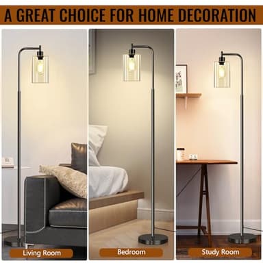 Floor Lamp,Floor Lamps for Living Room with Glass Lampshade,Modern Design Lamps Living Room,Standing Lamp with Premium Metal Material,Dimmable Living Room Lamps,Arced Floor Lamps,Tall Lamp(One Bulb) - Image 6