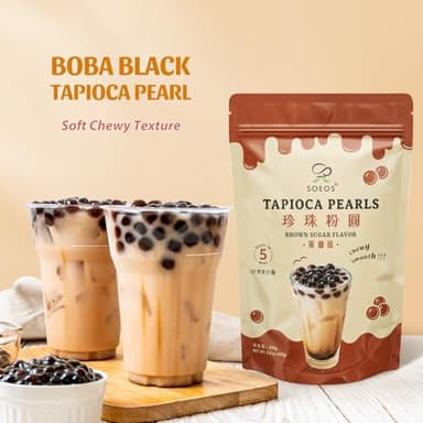 Soeos Boba Pearls, Black Tapioca Pearls 8.8 oz (0.55 lb), Black Sugar Flavor Boba Pearls for Bubble Tea, Smoothies & Desserts – Sweet, Chewy, and Ready to Cook - Image 9