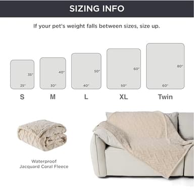 Bedsure Waterproof Dog Blankets for Large Dogs - Pet Blanket for Couch Protector Washable, Premium Jacquard Coral Fleece Cat Throw Blanket, Soft Plush Reversible Furniture Protection, 40"x50", Cream - Image 5