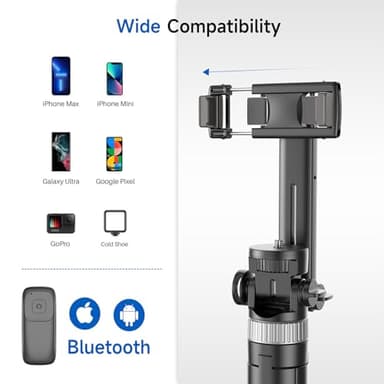 ZZR SEVEN Tripod for iPhone, Selfie Stick for iPhone with Remote, Phone Stand Tripod for Recording, Compatible with All Cell Phone and Camera, X60 (72") - Image 5