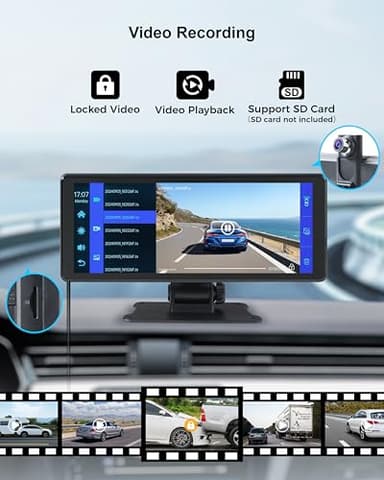 Wireless Car Stereo Carplay Screen with 4K Dash Cam, 8.1'' Portable 2K Touch Screen with 1080P Backup Camera, GPS Navigation for Car Play, Android Auto, Voice Control, Mirror Link, DVR, Bluetooth - Image 7