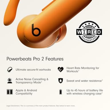 Beats Powerbeats Pro 2 Wireless Bluetooth Earbuds - Noise Cancelling, Heart Rate Monitor, IPX4, Up to 45H Battery & Charging Case, Works with Apple & Android - Electric Orange - Image 2