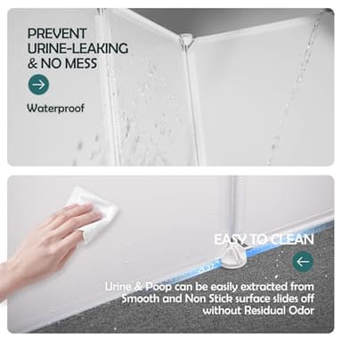 MEEXPAWS Cat Litter Box Enclosure Splash Guard Extra Large 28L × 21.5W x 18H inch, Light Weight Plastic Sheets with Cat Litter Mat Easy Clean (White) - Image 3