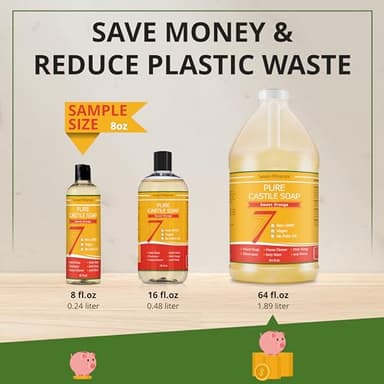 Seven Minerals Pure Castile Soap, Sweet Orange 8oz - No Palm Oil, GMO-Free - Gentle Liquid Soap For Sensitive Skin & Baby Wash - All Natural Vegan Formula with Organic Carrier Oils - Image 5
