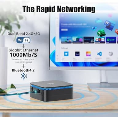 KAMRUI AK1PLUS Mini PC, N95 Processor (up to 3.4GHz), 8GB DDR4 RAM 256GB M.2 SSD, Mini Desktop Computer Support 2.5" SSD, Dual 4K, WiFi, Ethernet for Business, Office, Home - Image 8