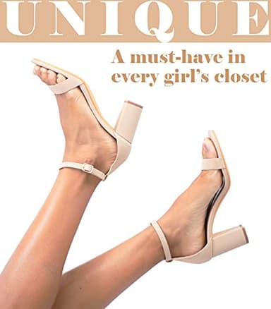 Ankis Nude Heels for Women - Open Toe Ankle Strap Chunky Heel Pump Sandals Party Wedding Strappy Buckle Sandals Standard Size 2.75 Inches Tall Thick Heel Design (Nude Nubuck, numeric_7) - Image 3