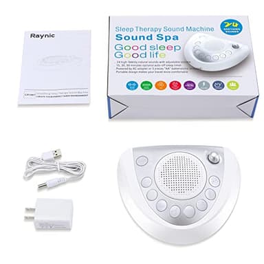 Raynic White Noise Machine, Battery Powered Sound Machine, Portable Sleep Machine with 24 Natural Soothing Sounds, Timer, USB Port, Headphone Jack for Baby, Kids, Adults, Travel, Office, Home (Silver) - Image 7