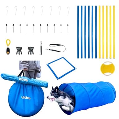 Yiotl Dog Agility Training Starter Kit Backyard Obstacle Course with Interactive Play, Agility Jumps, Weave Poles, Tunnels, Hurdle & Carrying Case - Image 1