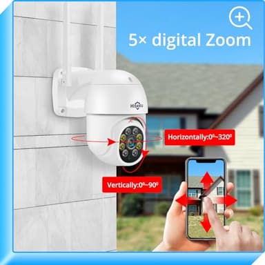 Hiseeu 2K 3MP PTZ Security Camera Outdoor,WiFi Camera, Auto Tracking&Light Alarm Floodlight & Color Night Vision,Two-Way Audio, Plug-in Cable,Compatible Wireless Camera System - Image 3