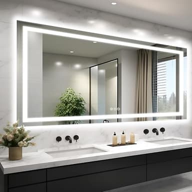 EchosLife Large 84"x40" Light up Bathroom Mirror with Front Lit and Backlit, Anti-Fog Vanity Mirror with Lights, Stepless Dimmable Lighted Mirror, 3 Colors Smart Mirror (Horizontal/Vertical) - Image 1