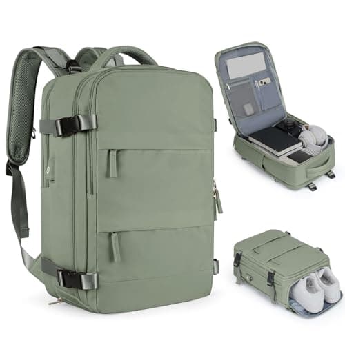 Travel Backpack For Women Men Airline Approved Carry On Backpack Flight Approved Waterproof Sports Luggage Backpack Casual Daypack Small Hiking Backpack Grey Green - Image 1