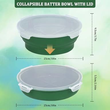 Batter Shaker Bowl with Lid: Multifunctional Breading Flour Shaker Container,Mess Free Breading Station Tray with Silicone for Home Cooking,Fried Wings,Onion Rings,Meat,Chicken,Fish and More(Green) - Image 2
