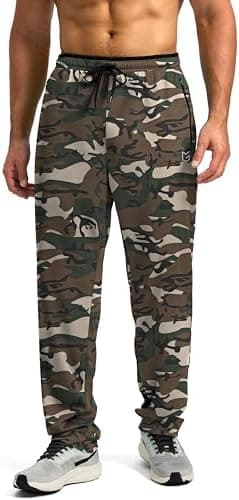 G Gradual Men's Sweatpants Mesh Lightweight with Zip Pockets Breathable Quick Dry Athletic Pants for Workout Running (Green Camo, Small) - Image 2