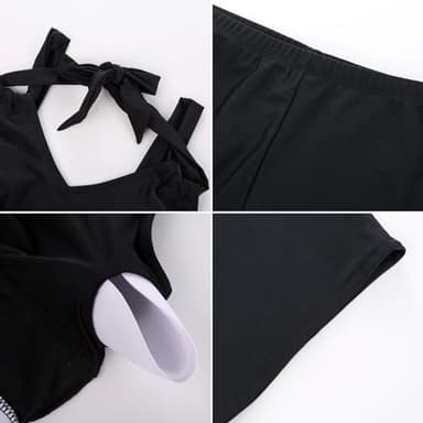 Hanna Nikole Women Plus Size Two Piece Tankini Swimdress V Neck Halter Asymmetrical Hem Skirted Swimsuit with Boyshorts - Image 2