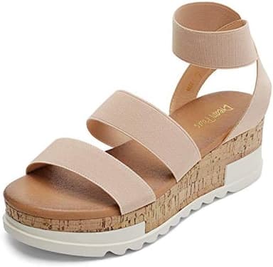 DREAM PAIRS Women's Open Toe Elastic Ankle Strap Casual Flatform Platform Wedges Sandals - Image 2