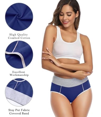 wirarpa Women's Soft Cotton Underwear Briefs Breathable 5 Pack High Waist Full Coverage Multicolor Ladies Panties Medium - Image 4
