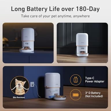 2025 Upgraded Automatic Cat Feeder - 4L Timed Auto Pet Feeder for Cat and Dog with Dry Food Dispenser, 180-day Battery Life, 1-6 Meals Per Day, 1-16 Portion, Desiccant Bag Keeps Food Fresh - Image 8