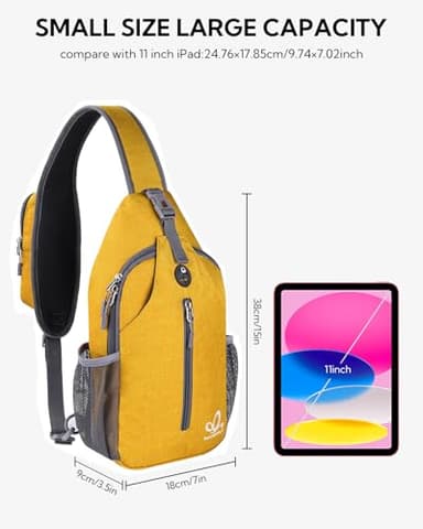 WATERFLY Crossbody Sling Backpack Sling Bag Travel Hiking Chest Bag Daypack - Image 2