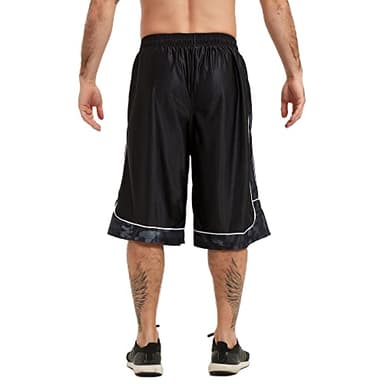 HQUEC Men's 12" Athletic Shorts Long Basketball Workout Gym Shorts Below Knee Loose-Fit with Pockets Black XL - Image 3