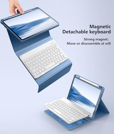 Wenlaty Keyboard Case for iPad Air 11-inch Case with Keyboard (M3/M2, 2025/2024) & Air 5th/4th Generation 10.9'' - Detachable Wireless, Thin & Light Cover with Pencil Holder for iPad Air 11-inch, Blue - Image 3