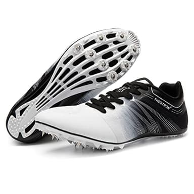 Zakey Track and Field Shoes Men Women Kids Spikes Sneakers Track Race Jumping Sneakers Girls Professional Running Nail Spikes Shoes Boys (1,WhiteBlack) - Image 1