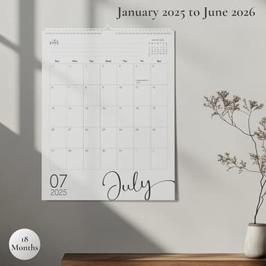 Modern Vertical Wall Calendar 2025-18 Month Calendar January 2025 to June 2026, 11x13.5 Inches Cursive Font Design with Spiral Twin-Wire Binding - Image 7