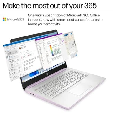 HP 14 Ultrabook • Back to School Limited Edition w/Microsoft 365 • Intel 4-Core CPU • 8GB RAM • 1.6TB Storage (128GB OnBoard w/ 512GB Portable Drive + 1TB OneDrive) • Lavender • Win 11 - Image 7