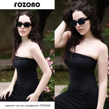 Fozono Retro Small Rectangle Sunglasses Women Square Narrow Sun Glasses Trendy Y2K Shades FZN818 - Image 2