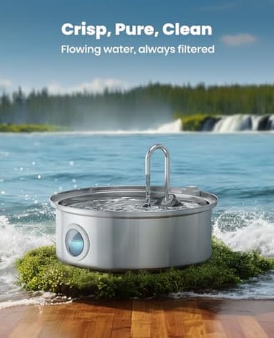 oneisall Dog Water Fountain, 7L/230oz/1.8G Quiet Dog Fountain Water Bowl, Stainless Steel Dog Water Fountain with Visual Water Level&Triple Filtration for Large Medium Small Breed Dogs Pets - Image 7