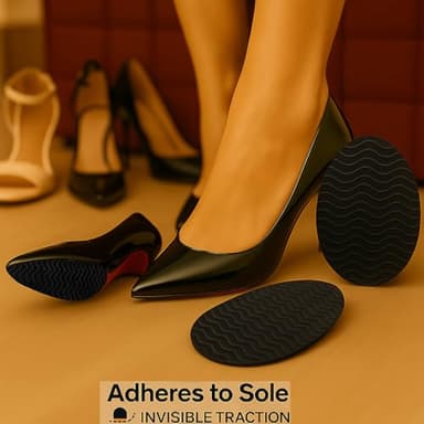 Non-Skid Shoe Pads – 3" × 4.3" Anti-Slip Sole Protectors for Dress Shoes & Leather Soles – Self-Adhesive Grip Pads (Black, 3 Pairs) - Image 2