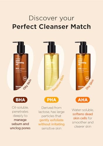 Hanskin AHA Pore Cleansing Oil for Dry Skin, Exfoliating, Waterproof Makeup Sebum Remover Facial Oil Cleanser for Face, Moisturizing for Soft Skin, Korean Skincare [AHA/10.14 oz.] - Image 5