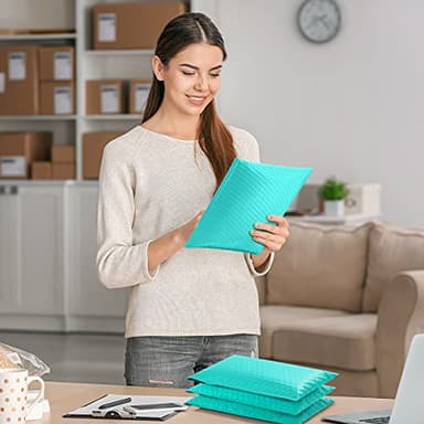 UCGOU Bubble Mailers 7.25x12 Inch Teal 25 Pack Usable Size 7.25x11 Padded Envelopes Small Business Opaque Packaging Self Seal Waterproof Boutique Bulk Shipping Bags for Jewelry Makeup Supplies #1 - Image 9