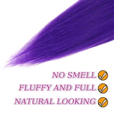 HBNK Long Purple Braiding Hair -24 Inch Synthetic Braiding Hair for Kids Stage Party Halloween Costume Cosplay (Purple, 24 Inch(Pack of 2)) - Image 5