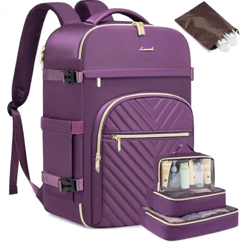 LOVEVOOK Large Travel Backpack for Women, TSA Carry on Backpack for Airplanes, 40L Personal Item Travel Bag fits 17" Laptop, Waterproof Carry on Bag Flight Approved with 4 Packing Cubes - Image 1