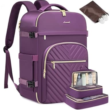 LOVEVOOK Large Travel Backpack for Women, TSA Carry on Backpack for Airplanes, 40L Personal Item Travel Bag fits 17" Laptop, Waterproof Carry on Bag Flight Approved with 4 Packing Cubes - Image 1