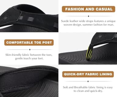 KuaiLu Mens Leather Sport Flip Flops Comfort Orthotic Thong Sandals with Plantar Fasciitis Arch Support for Outdoor Summer - Image 6