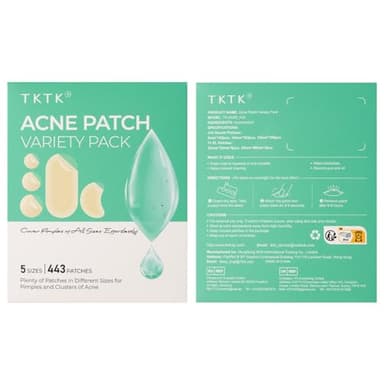 TKTK 443 Count Pimple Patches for Face, Hydrocolloid Acne Patch Bulk, Acne Stickers for Covering Cheeks, Forehead, Chin Blemishes Zit Breakouts for All Skin Types (Dots, Strip, Contoured 5 Sizes) - Image 9