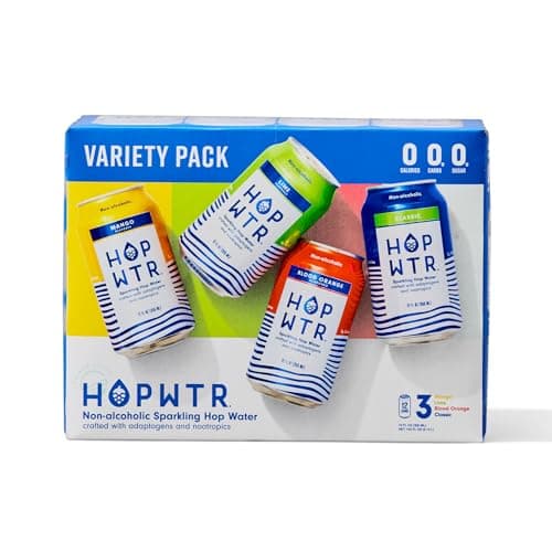 HOP WTR - Sparkling Hop Water - Variety Pack (12 Pack) - NA Beer, No Calories or Sugar, Low Carb, With Adaptogens and Nootropics for Added Benefits (12 oz Cans) - Image 1