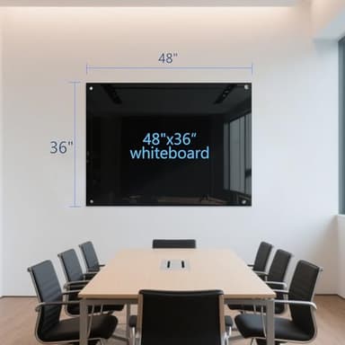 KIZZBY Black Glass Dry Erase Board - Magnetic Blackboard for Wall, 48"x36" Large Frameless Black Whiteboard for Office, Home & School - Image 5