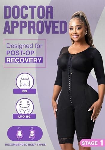 Snatched Body Fajas Colombianas | Faja Shapewear for Women with Sleeves | Stage 1 Faja Post Surgery BBL & Lipo 360 - Image 4