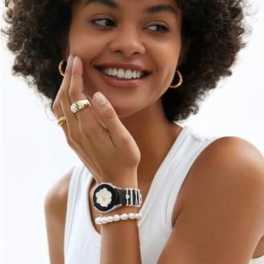 DaQin Flower Engraved Band Compatible with Samsung Galaxy Watch 7 Band/FE 6 5 4 40mm 44mm,Galaxy Active 2, 20mm Watch Band Soft Silicone Replacement Strap with Decorative Charms Accessories Women - Image 6