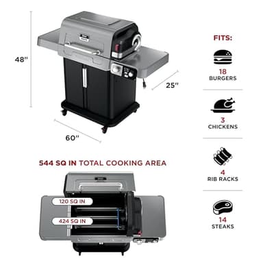 Ninja FlexFlame, Grill and Smoker, Electric and Propane Grill, Roaster, BBQ Grill, 5-in-1 Cooking System, 3 Burner, Digital Control, Outdoor Cooking, Griddle, Pizza Maker, Stainless Steel, PG301 - Image 12