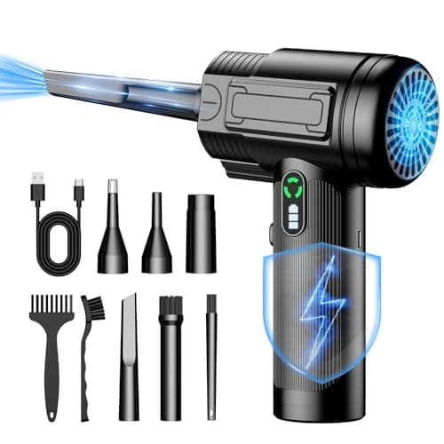Compressed Air Duster: 100000RPM Electric Air Duster with LED Light Mini Air Blower Rechargeable Cordless Keyboard Cleaning Jet Dry Blower - Car, PC and Home Cleaning Kit Easier to use - Image 1
