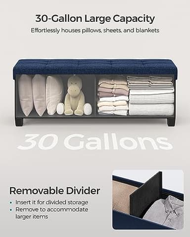 SONGMICS Storage Ottoman Bench, Foldable Foot Rest with Legs, 15 x 43 x 15.7 Inches, End of Bed Bench, Storage Chest, Load up to 660 lb, for Living Room, Bedroom, Entryway, Midnight Blue ULSF018I01 - Image 5