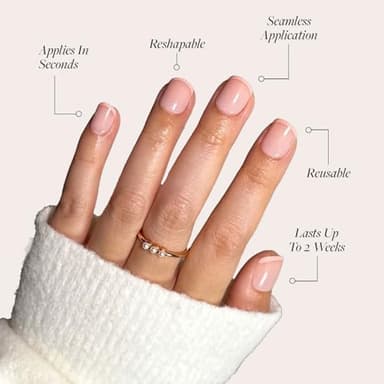 Glamnetic Press On Nails - French Peach | Super Short Round Fake Nails with Pastel Peach French Tips and Glossy Finish, Salon Quality | 15 Sizes - 30 Nail Kit with Glue - Image 3