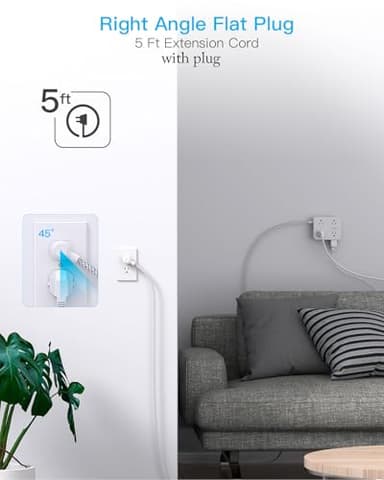 Surge Protector Power Strip - HANYCONY 8 Outlets 4 USB (2 USB C) Charging Ports, Multi Plug Outlet Extender, 5Ft Braided Extension Cord, Flat Plug Wall Mount Desk Charging Station for Home Office ETL - Image 7